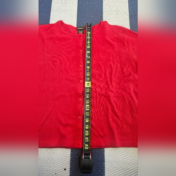 EUC Eddie Bauer Sweater X-Large Brick Red Button Front Cardigan - Picture 3 of 10